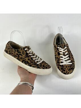 Madewell Sidewalk Low Top Sneaker women's 9 Leopard Print Recycled Canvas shoes